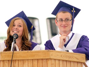 Beaver Brae Class of 2013 valedictorians Andrea Johnson and Casey Bigelow. 
ALAN S. HALE/Daily Miner and News
