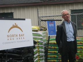 Mike Burke, chairman of the North Bay Community Foundation launches the Give Where You Live campaign at Burrows Country Store and Garden Centre. The program will help support local not-for-profit and charitable organizations.