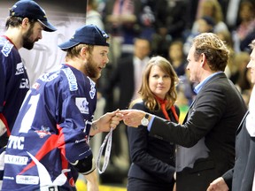 Timmins native Mark Katic, pictured receiving his championship medal with the Berlin Polar Bears of the German Ice Hockey League this past season, has signed a one-year contract with KHL expansion club Medveščak Zagreb based in Croatia, only 50km away from where his grandfather grew up.