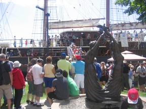 Visitors scramble to get on board one of 10 Tall Ships berthed in Brockville last weekend. 
Photo by Tom Van Dusen
OTTAWA SUN/QMI AGENCY