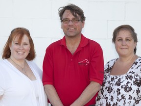 Members of the Brantford Bisons 50th anniversary committee include Deana Solomon, Brad Ward and Jen Dallaway.  (Photo courtesy of Mark Solomon Photography)
