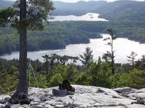 Once through the crevasse, Crack pilgrims are treated to a panoramic view of Killarney and O.S.A. lakes to the west, as well as the vast sprawl of Georgian Bay to the southwest. 
JIM MOODIE/The Sudbury Star