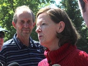 KASSIDY CHRISTENSEN HIGH RIVER TIMES. Premier Alison Redford and Mayor Emile Blokland addressed the media Saturday afternoon during a press conference to provides updates on the state of the town. This is the first time Premier Redford has come to visit High River since the flooding and was able to see the severity of the damage first hand.