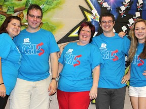 Micha Isaac, Chris French, Kelly Wilson, Justin Clendenning and Emma McCann pose at a meeting of GPS or Getting Possibilities Started. The group aims to educate youth on mental health issues and provide a safe, supportive space for young people in the community.  (LIZ BERNIER, The Observer)