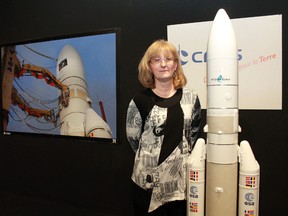 The final frontier is currently on display at the Timmins Museum: National Exhibition Centre. It may not be space, but the organizations supporting the exhibition are certainly out of this world as it showcases the important scientific experiments currently being undertaken at the the Stratos research base at the Victor M. Power Airport. Curator Karen Bachmann poses next to a scale model of the Ariane 5, an example of the French derived heavy lift rocket used to transport equipment to the International Space Station.