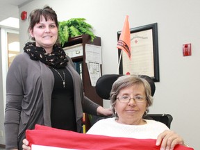 Vicky Sobon, right, has been giving selflessly to her community for 25 years through her volunteer work for the Canadian Red Cross in Timmins. She is with KayLee Morissette, community services co-ordinator with the timmins branch of the Red Cross.