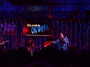 Boogie Patrol playing at the Blues on Whyte, where the band first began. They will be playing right before David Wilcox on the last night of the Beaumont Blues and Roots Festival.