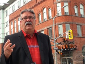 One of the most historically significant corners in Brantford has been transformed, in a positive way, says Brant MPP Dave Levac. (VINCENT BALL Brantford Expositor)
