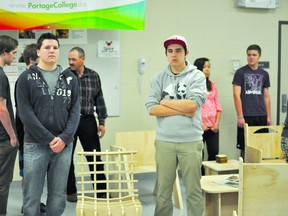 Bowen Chamberlin and Bryden Eastwood show off the chair they built in Jared Nichol’s design class.  To help with their chair’s design they used SketchChair, a software program that takes a basic design and contours it into a new one.