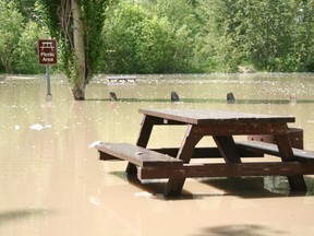 A surging North Saskatchewan River flooded and prompted an evacuation of the Devon lions Campground on Saturday, June 22.
Mark Wierzbicki