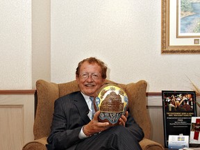 Rick Sterne with his Outstanding Achievement Award after the Chamber of Commerce Business Excellence Awards night held at the Brant Park Inn on May 9, 2013. (KARA WILSON For The Expositor)