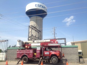 Espanola Regional Hydro is currently working to solve the power outage in Espanola.
Photo by Dawn Lalonde/The Mid-North Monitor/QMI Agency