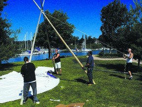 Aboriginal prisoners from the Pittsburgh penitentiary set up a teepee in Joel Stone Park in Gananoque.        Wayne Lowrie - Gananoque Reporter