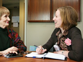 Lucy Marco talks with columnist Sarah McVanel about the work of the Grand River Council on Aging. (Submitted photo)