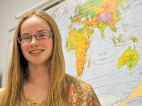 Melissa Butler, Grade 11, has won a prize from the CHF, Canadian Hunger Foundation, for a short essay she wrote addressing mothers and poverty in South Sudan. (CLARISE KLASSEN/PORTAGE DAILY GRAPHIC/QMI AGENCY)