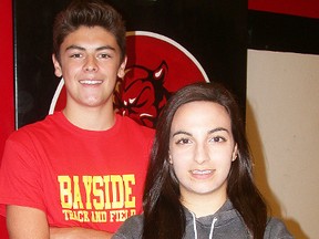 Ian Hallsworth and Alexia Manginas are the 2012-13 athletes of the year at Bayside Secondary School.