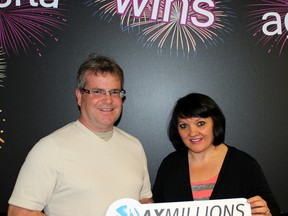 It’s million dollar timing for this pair of LottoMAX winners. Two Grande Prairie area residents Bruce Swanston and Gizella Tasnadi shared a $1 million MAXMILLIONS that was drawn on June 29, 2012. The pair claimed their ticket just in time or the one year deadline. (Photo WCLC)