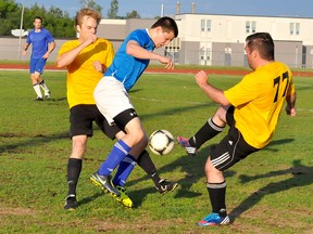 Action photos from Tuesday’s Timmins Men’s Soccer Club action between the Renegades and Timmins United at Timmins Regional Athletics and Soccer Complex.