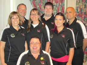 Ontario defeated Saskatchewan to win the mixed title at the Canadian Open 5-pin Bowling Championships in St. John's. Members of the team, from left, are: front - coach Kevin Pitkin; middle - Lorrie Machay, Tracey Miller, Nicole Spruyt; back - Jim Thorpe, Bernie McMillan, Mark Bedard. (Contributed photo)