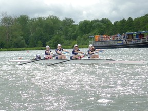 A girls rowing crew from Kingston Collegiate competed recently at the Royal Henley in England. (Supplied photo)