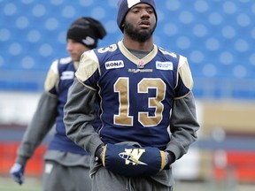 Receiver Chris Matthews twisted his ankle on Sunday and didn’t practise Monday or Tuesday. (JASON HALSTEAD/Winnipeg Sun files)