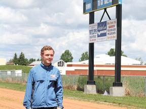 Tyler Smith walks the track at Norm Brown Field June 23. Smith is taking is easy for now, until doctors give him the green light, but hopes to be able to run again by the fall.