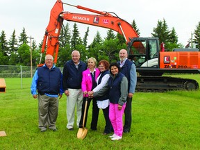 Ground has officially been broken for the newest seniors lodge in Fort Saskatchewan — a joint effort among the Hearltand Housing Foundation. Left to right: Coun. Stew Hennig, Strathcona County Coun. Peter Wlodarczak, Mayor Gale Katchur, Fort Saskatchewan-Vegreville MLA Jacquie Fenske, Strathcona County Mayor Linda Osinchuk, and Coun. Don Westman.

Photo Supplied