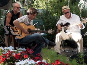 Musicians entertain visitors to the garden while surrounded with beautiful flowers during a Date Night at Devon Botanic Garden. - Photo Supplied