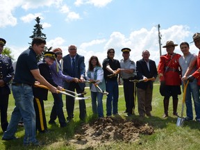 Representatives from Enoch Cree Nation, The RCMP and Stony Plain MLA Ken Lemke were on hand for the ground breaking. - Thomas Miller, Reporter/Examiner