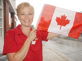 DANIEL R. PEARCE Simcoe Reformer
Jackie Hayes, an employee of Stoney’s Home Hardware in Port Dover, is ready for this year’s July 1 celebrations. A full slate of activities are planned in the lakeside town for Monday.