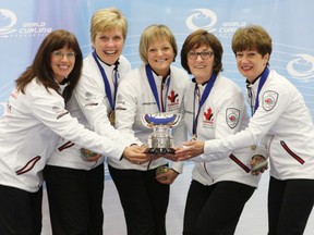 The Senior Women’s World Championship team from Canada included (left to right) skip Cathy King, third Carolyn Morris, second, the Grove’s Lesley McEwan, lead Doreen Gares, and fifth Christine Jurgenson. - Photo Supplied