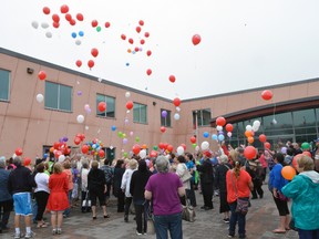 Participants at the memorial for the victims of the Algo Centre Mall collapse released balloons with messages. They were released outside the Lester B. Pearson Civic Centre on Sunday afternoon marking the first anniversary of the tragedy that claimed two lives.
Photo by KEVIN McSHEFFREY/THE STANDARD/QMI AGENCY