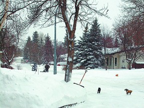 Strathcona County hopes the sight of Sherwood Park residents clearing their sidewalks of snow will be more common by passing the Sidewalk Snow Clearing Bylaw on Tuesday, June 25. File Photo