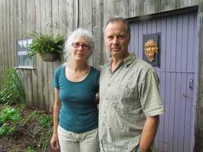 Marcelle Brooks and Michael Mahood, grow organic garlic on their farm in Lambton Shores. They've also spent the last four years fighting wind turbine projects planned for their neighbourhood. The couple says they never expected to end up being activists. (PAUL MORDEN, The Observer)