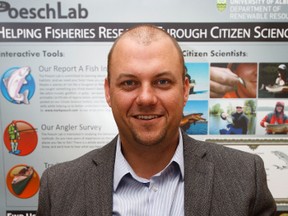 U of A researcher Mark Poesch is looking for local fish stories. CODIE McLAUCHLAN\EDMONTON SUN