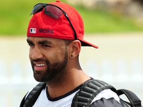 2012 Canadian men's javelin throw champion Curtis Moss talks to media after competing at the 2013 Edmonton International Track Classic. Photo by Trevor Robb/Edmonton Examiner