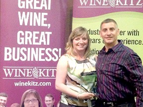 Michelle and Metin Muharrem, of Chatham, won the Small Market Franchise Award at the Wine Kitz Conference in Kelowna, B.C. CONTRIBUTED/ THE CHATHAM DAILY NEWS/ QMI AGENCY