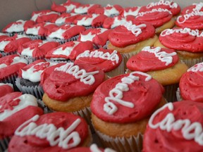 Festive cupcakes from Tait's Bakery are shown at Brockville's Canada Day parade at Courthouse Square. (LESLIE WALKER The Recorder and Times)
