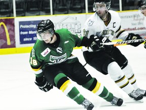 Former Portage Terrier Brendan Harms was ranked in the top 100 among North American skaters in the 2013 NHL Draft rankings, but was not selected Sunday. (File photo).