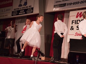 Three Shirts and A Skirt performed at the Southwestern Ontario Fiddle and Stepdance Competition in Tavistock on Saturday. (CODI WILSON, Sentinel-Review)