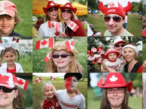 Faces of Canada Day from the Canada Rocks celebration at Kelso Beach in Owen Sound on Monday, July 1, 2013. (L-R Top) Zach Clarke 10, of Georgian Bluffs, Rishanna Denman of Columbus Ohio and her friend Tara Saab of Owen Sound, Ed Grimoldy of Owen Sound, Abigail Grimoldby 9, Jenna Cook 9 and Megan Grimoldby 11, of Owen Sound. (L-R Middle Row), Jennifer Rhodes and her daughter and Abby 4, of Owen Sound, Brooklyn Cotegrave 7, of Newmarket, 9 month old Aislin Hood, her dad Ryan Hood
and mother Amber Robinson of Owen Sound, Julie Harris 7, and Lauren Helder 8, of Owen Sound. (L-R Bottom Row)  Jackie Rogers of Owen Sound, Emma Molinski 6 , and her brother Matt 9, of Owen Sound, Penny Brueckman-Stephens of Owen Sound and Angola Murdoch of Bognor. (the Sun Times\JAMES MASTERS/QMI Agency)