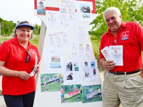 Sherry and Don Nicholson of the Marine Heritage Society were down at the big flag in Southampton on Monday (July 1, 2013) during Saugeen Shores Canada Day celebrations handing out pamphlets and sharing information about the upcoming Marine Heritage Festival set to take place July 26, 27 and 28.