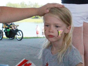 Kira Collins, 6, gets her face painted during the Canada Day celebration in Rotary Park on July 1, 2013.
Celia Ste Croix | Whitecourt Star