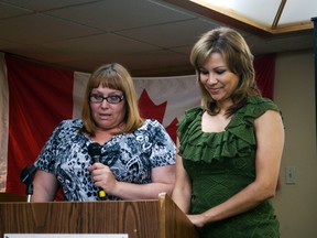 Nadine Birston and Natasha Repko from the Potato Festival spoke to the Portage Rotary Club, Tuesday, about the organizing committee's plans to celebrate a decade of free family festivities on Aug. 10. (ROBIN DUDGEON/PORTAGE DAILY GRAPHIC/QMI AGENCY)