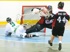 The St. Catharines Saints faced the Six Nations Rivermen in Sr B lacrosse action at the Bill Burgoyne Arena on Friday, May 3, 2013. (FILE PHOTO BY JULIE JOCSAK QMI Agency)