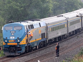 A Via Rail passenger train came to a halt near the Bayridge Drive overpass Wednesday morning after hitting a man on the tracks across from Frontenac Secondary School.
Michael Lea The Whig-Standard