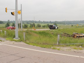 STEPHEN UHLER stephen.uhler@sunmedia.ca
Upper Ottawa Valley OPP are investigating a motor vehicle collision that occurred on Highway 17 at the intersection of White Water Road that claimed the life of a driver Tuesday morning. The collision involved a car and a dump truck. The car sustained heavy damage to its front end while the truck slid off Whitewater Road and down an embankment. For more community photos, please visit our website photo gallery at www.thedailyobserver.ca.