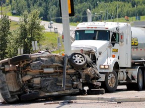 The driver of a SUV was airlifted by STARS air ambulance with life-threatening injuries after colliding with a semi-truck near the corner of Hwy. 22 and Griffin Road, July 2.