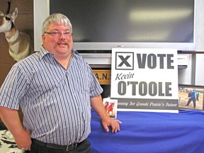 Current city councillor Kevin O’Toole announces he will run for a second term in city chambers during Grande Prairie’s municipal election this fall. (Elizabeth McSheffrey/Daily Herald-Tribune)