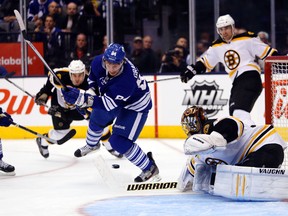 Back in May, Maple Leafs centre Mikhail Grabovski (left) struggled during Toronto’s playoff series with the Boston Bruins — as he was the only double-digit minus player for the seven-game run. (MICHAEL PEAKE/Toronto Sun)